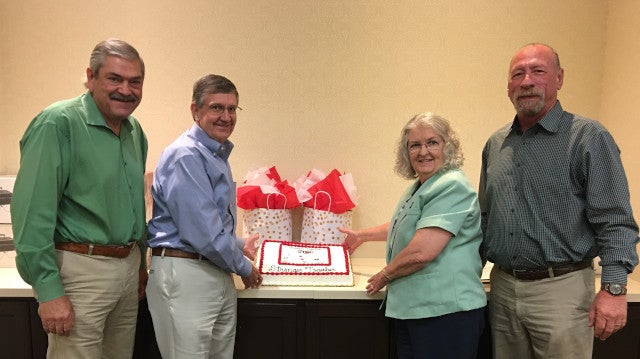 Group photo with cake